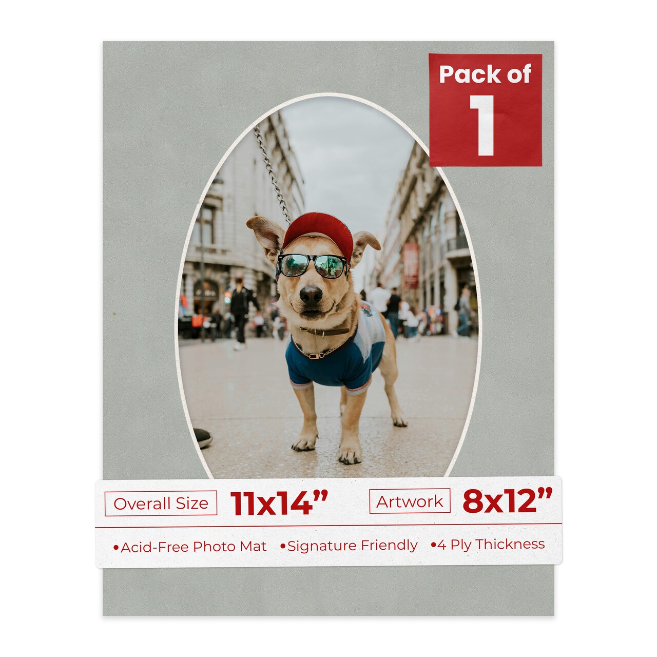 Light Grey Suede Mat Board for 11x14 Frames - Oval Opening for 8x12 Photos